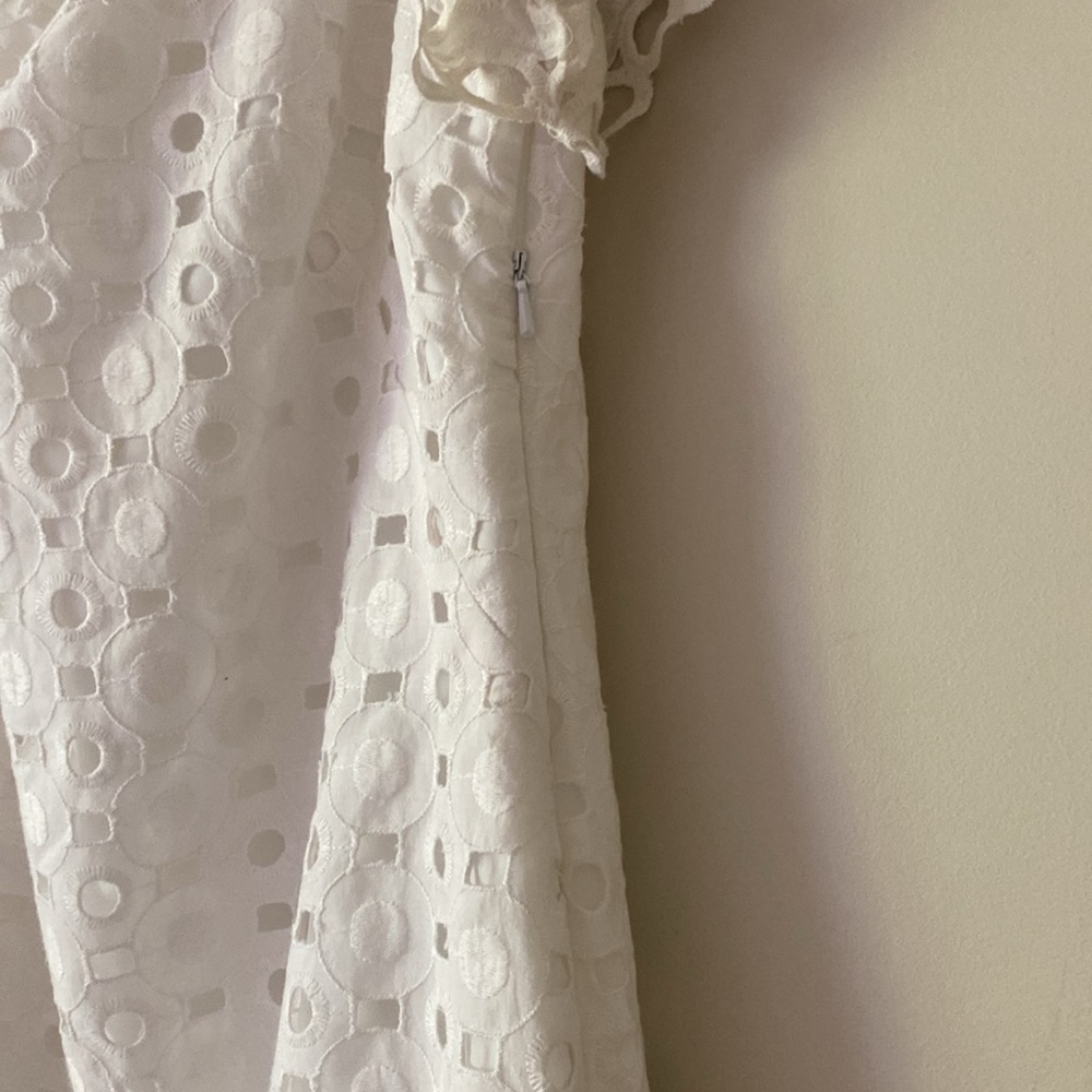 Jones New York Cotton White Embroidered Lace Straight Delicate Dainty Dress - Picture 11 of 13